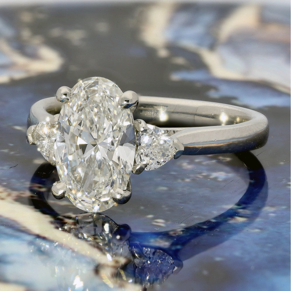 Platinum Laboratory-Grown Diamond 2ct Oval Heart Cut Trilogy