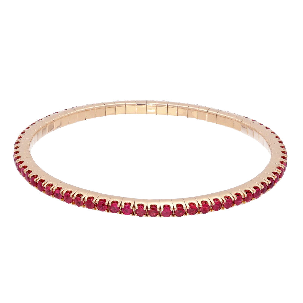 18ct Rose Gold Ruby Flexible Tennis Line Bracelet 4ct – GoldArts