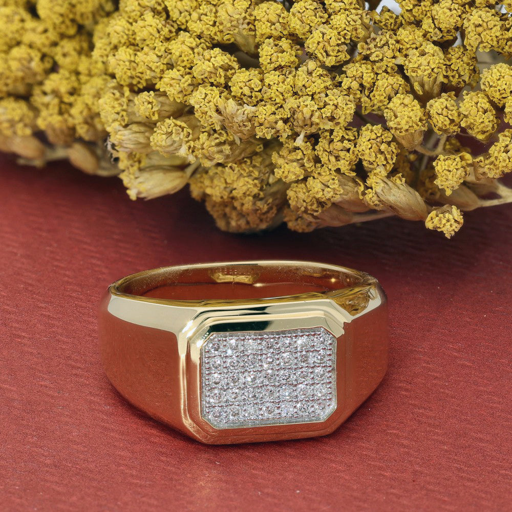 18ct Yellow Gold Pave Diamond Signet Ring Eastbourne – GoldArts