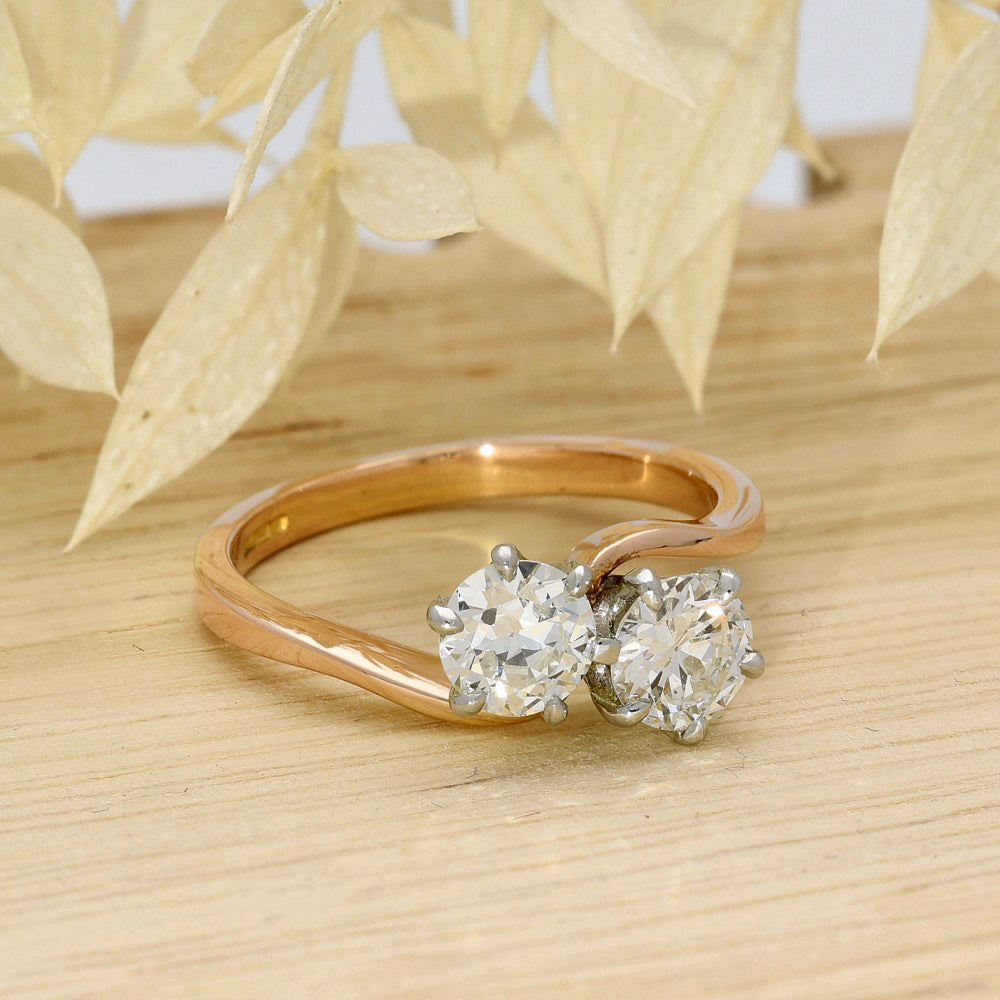 Pre-owned 18ct Rose Gold Toi et Moi Diamond Engagement Ring