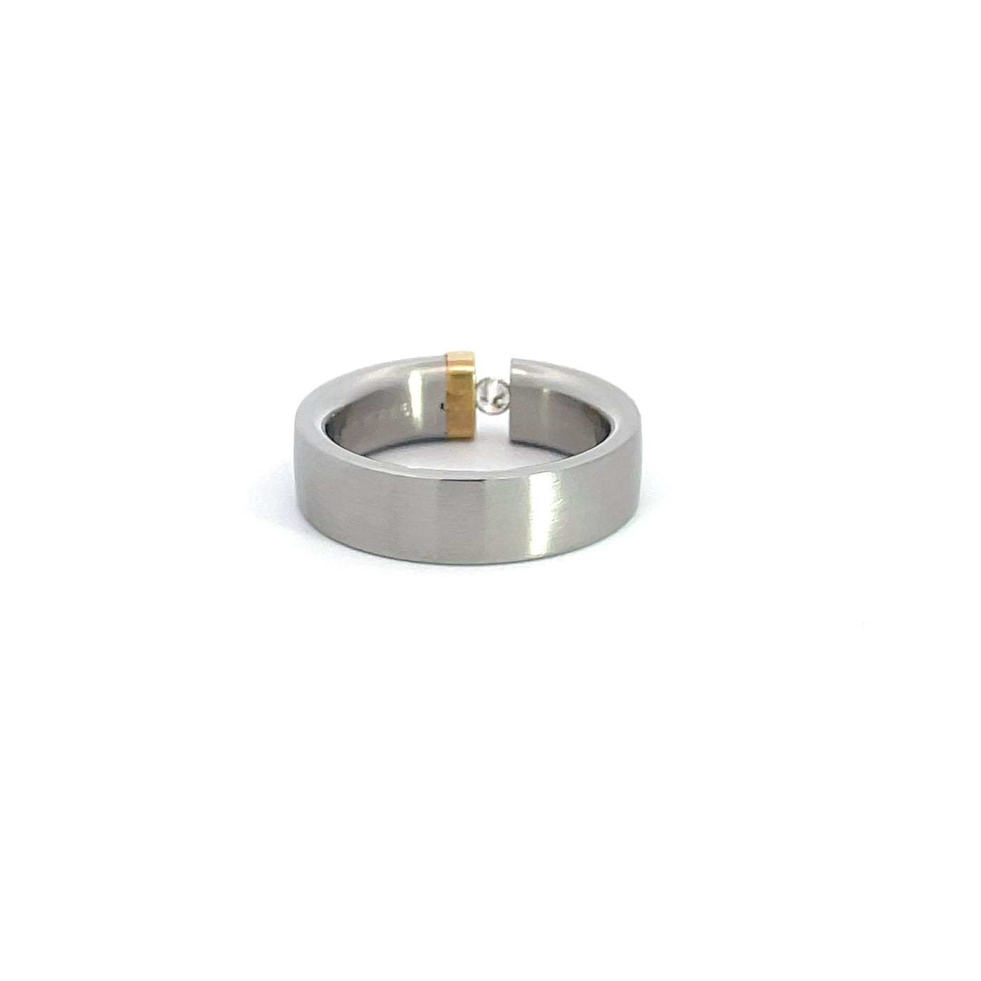 6mm Stainless Steel Tension Set Diamond Ring Size N 1/2