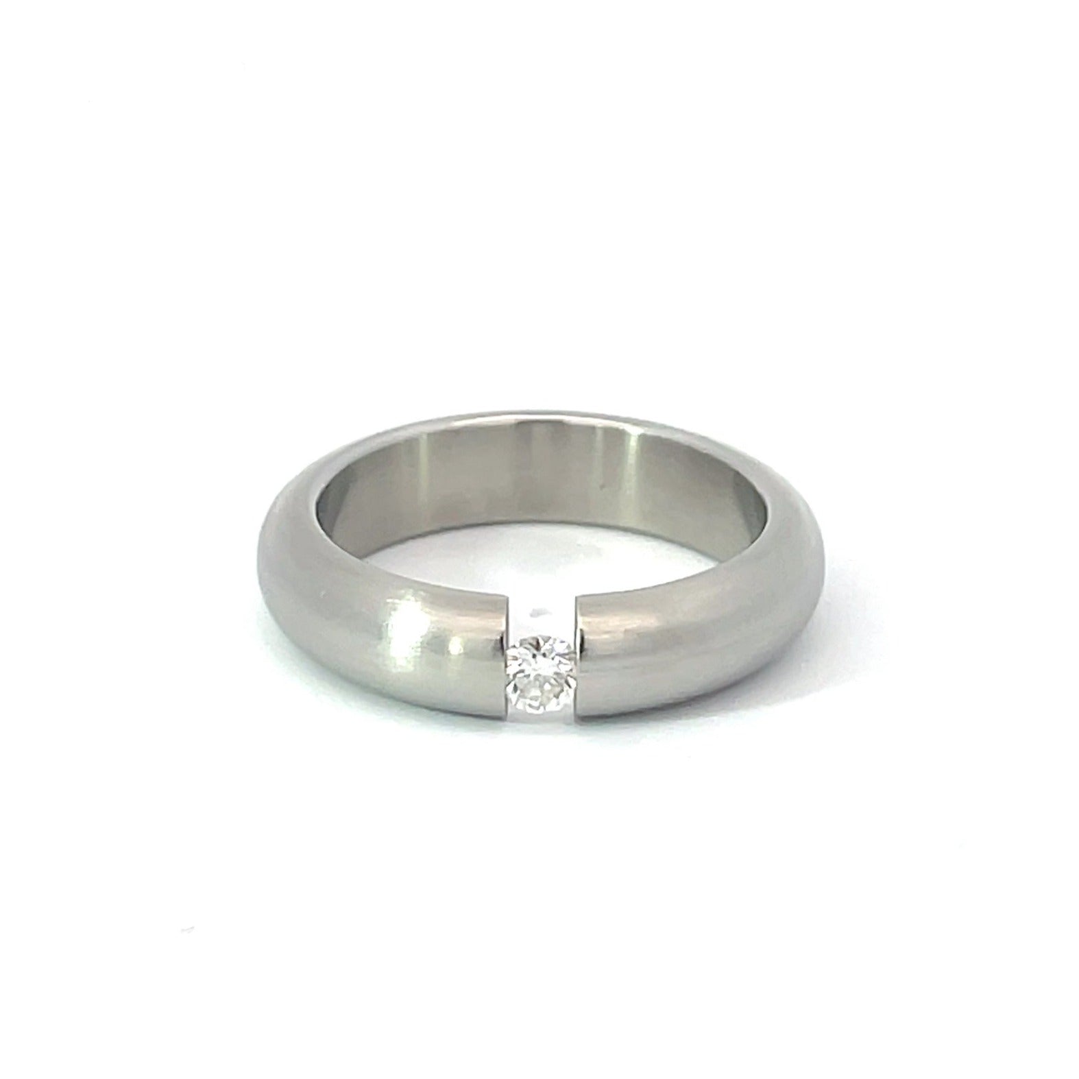 Tension-Set Engagement Ring | Bold Design | Citrus Studio 14K White Gold / 5.5 / Natural Diamond