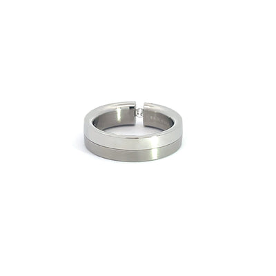 6mm Stainless Steel Satin & Polished Diamond Ring Size O