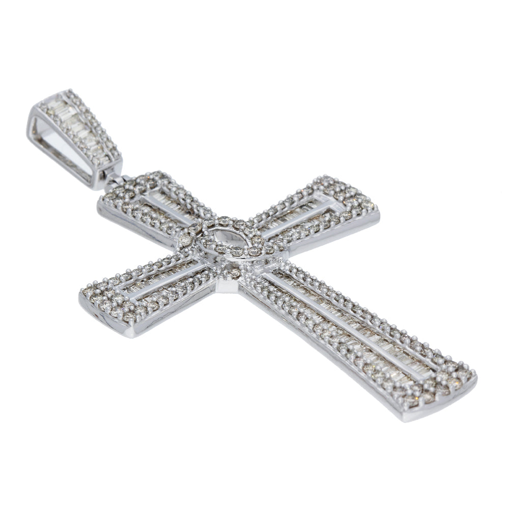 9ct White Gold Large Diamond Cross Pendant
