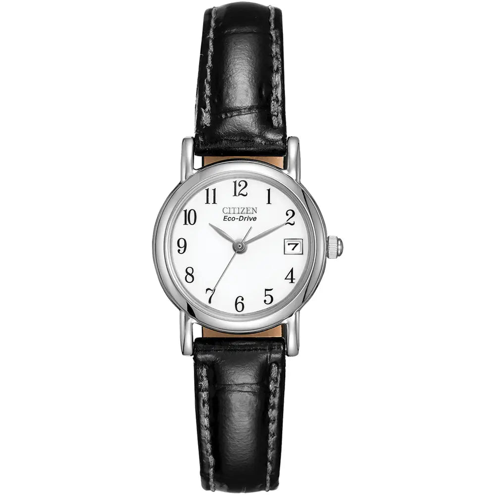 Ladies Citizen Eco Drive Steel Leather Strap Watch EW1270 06A