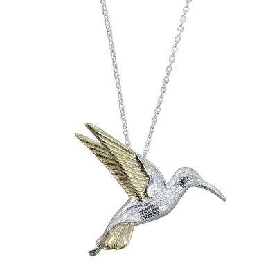 Reeves & Reeves Silver & Golden Hummingbird Necklace BB91