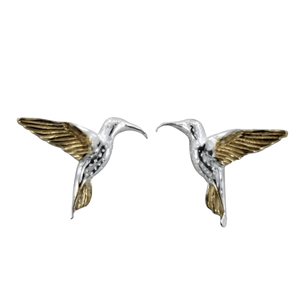 Reeves & Reeves Silver & Golden Hummingbird Earrings BB91EA