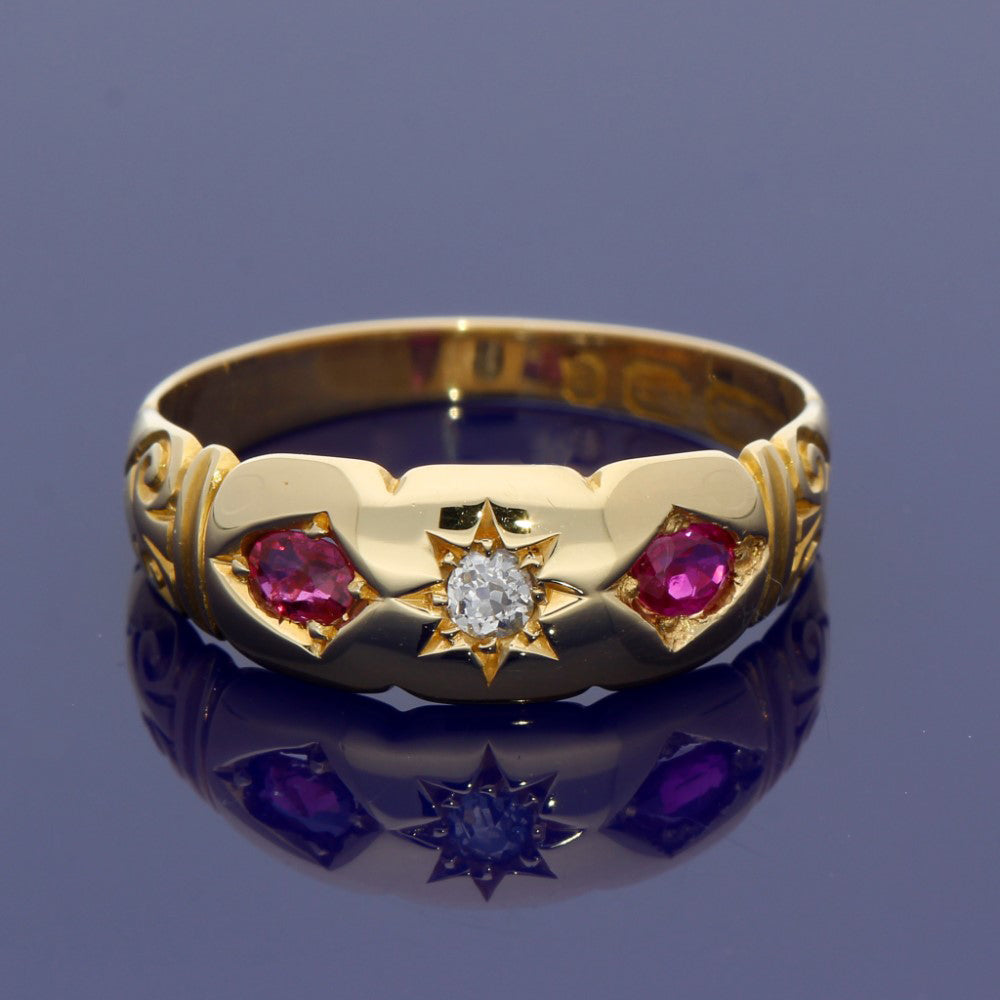 Victorian 18ct Yellow Gold Diamond Gypsy Set Vintage Ring Brighton