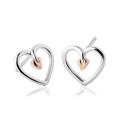 Clogau Tree of Life Silver Heart Stud Earrings 3STLHE7