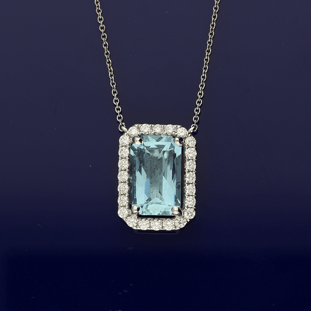 Diamond sales aquamarine necklace
