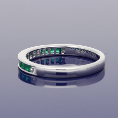 18ct White Gold Emerald & Diamond Eternity Ring - GoldArts