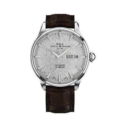 BALL Watch Trainmaster Eternity Automatic Stainless Steel Leather Strap Watch, NM2080D-LJ-SL