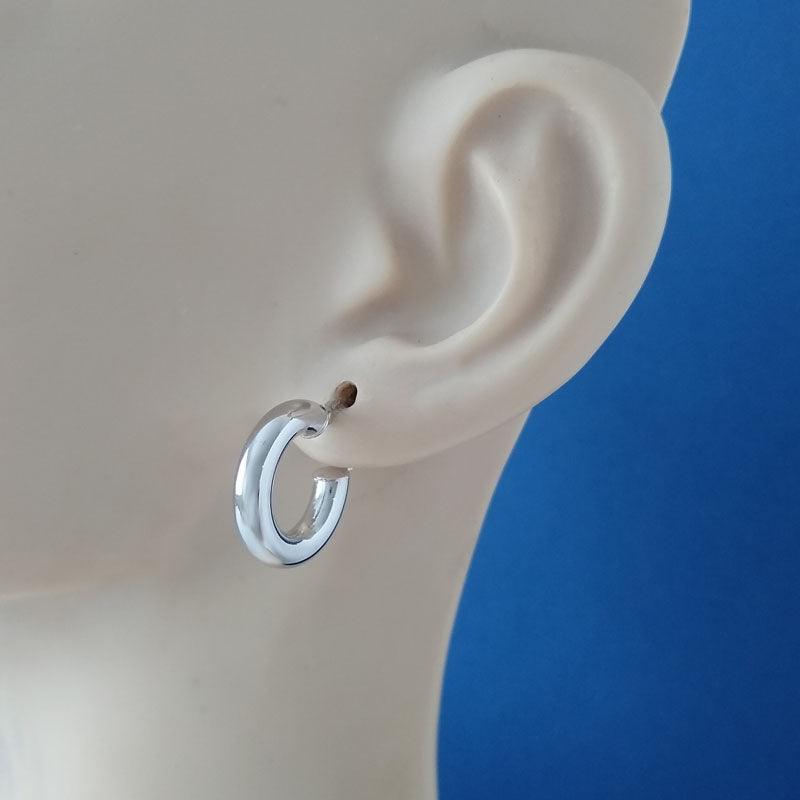 18ct White Gold 10mm Plain Hoop Earrings - GoldArts