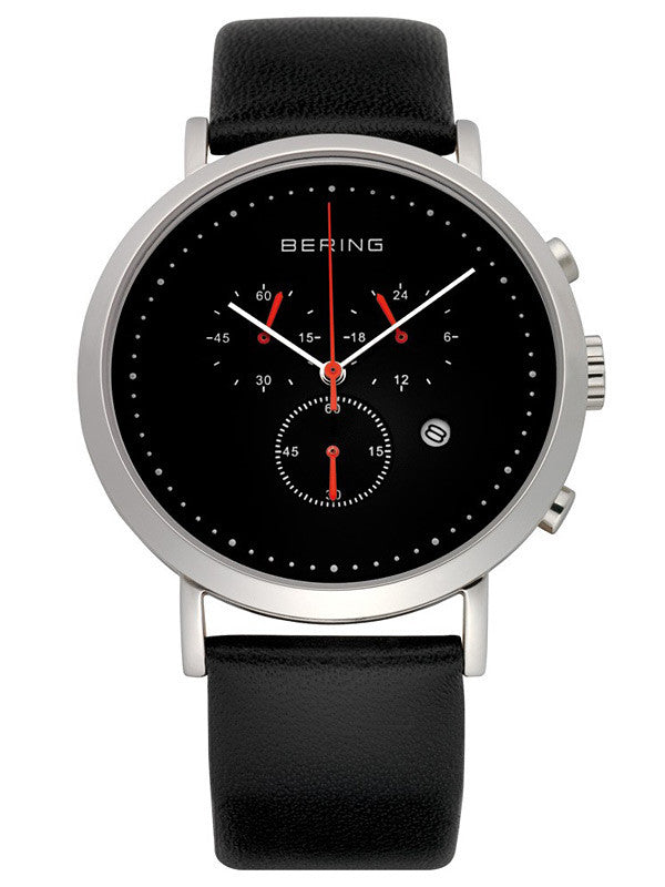 Gentlemen's Bering 40mm Stainless Steel Quartz Leather Strap Watch, 10540-402