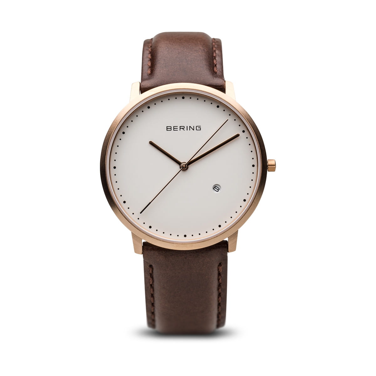 Gentlemen's Bering Classic 39mm Stainless Steel Quartz Leather Strap Watch, 11139-564