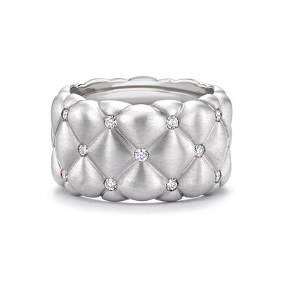 Fabergé Treillage Brushed White Gold & Diamond Set Grand Ring