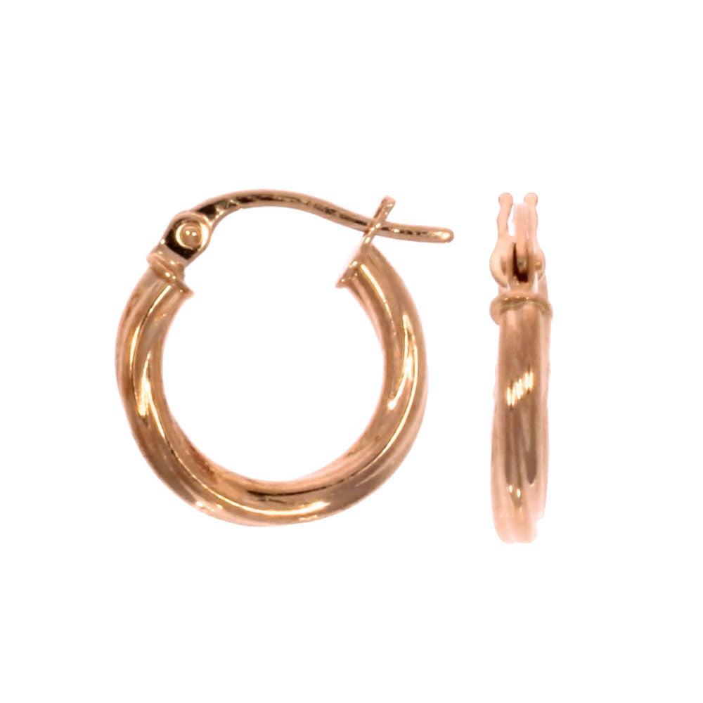9ct Rose Gold 10mm Twist Patterned Hoop Earrings
