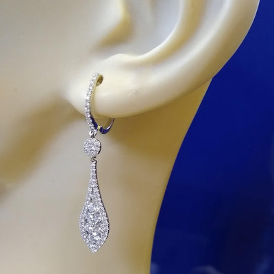 18ct White Gold 1.24ct Diamond Drop Earrings - GoldArts