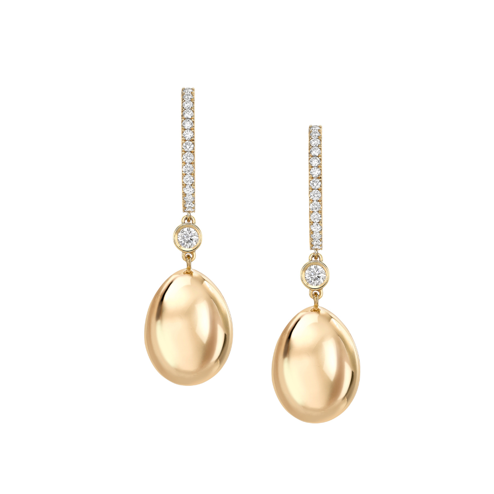 Fabergé Essence Yellow Gold Diamond Set Egg Drop Earrings