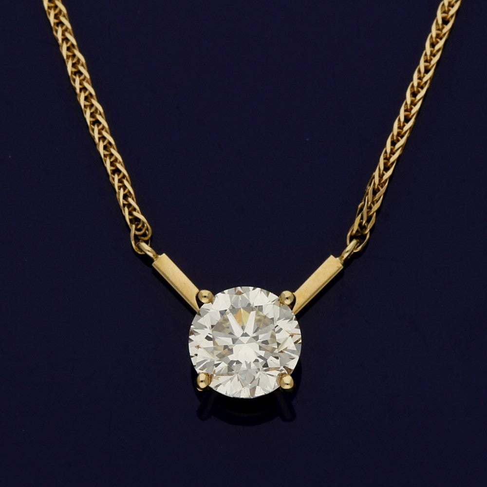 18ct Yellow Gold Certificated Diamond Solitaire Pendant