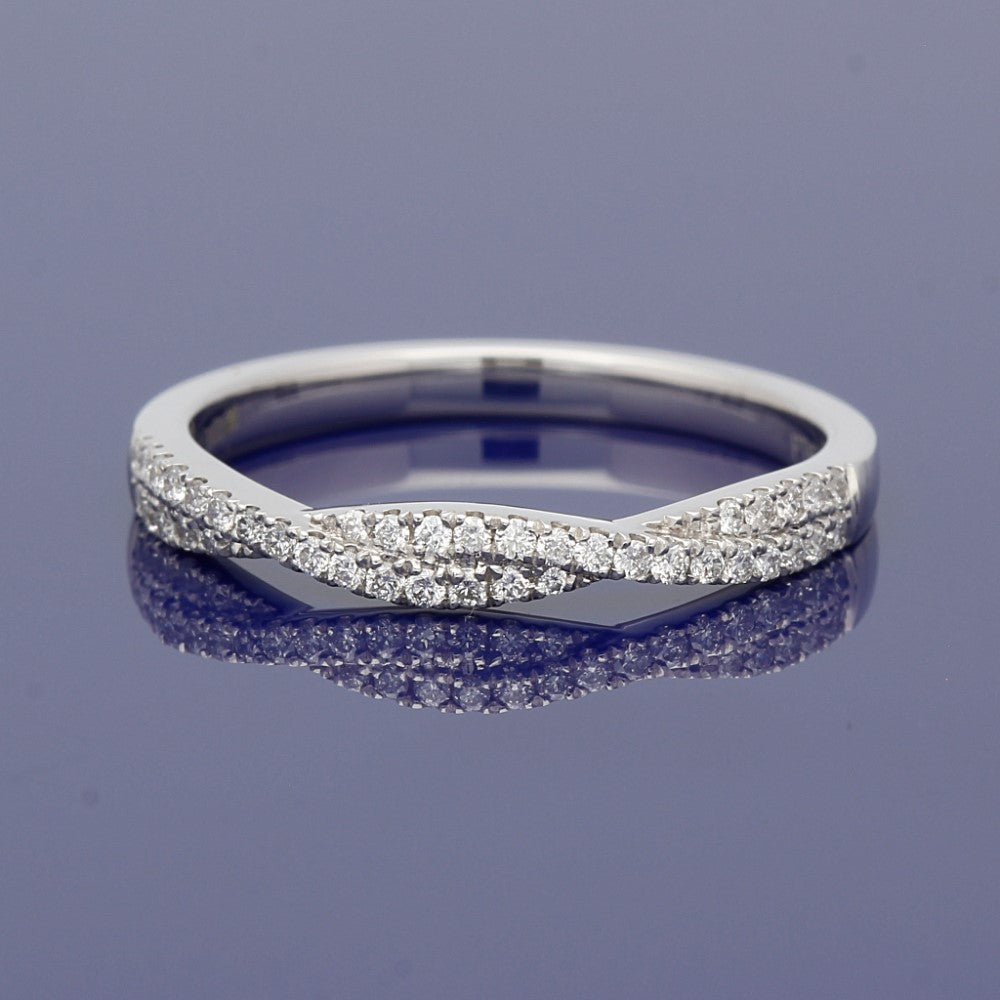 Platinum Micro-pave Infinity Twist Diamond Half Eternity Ring