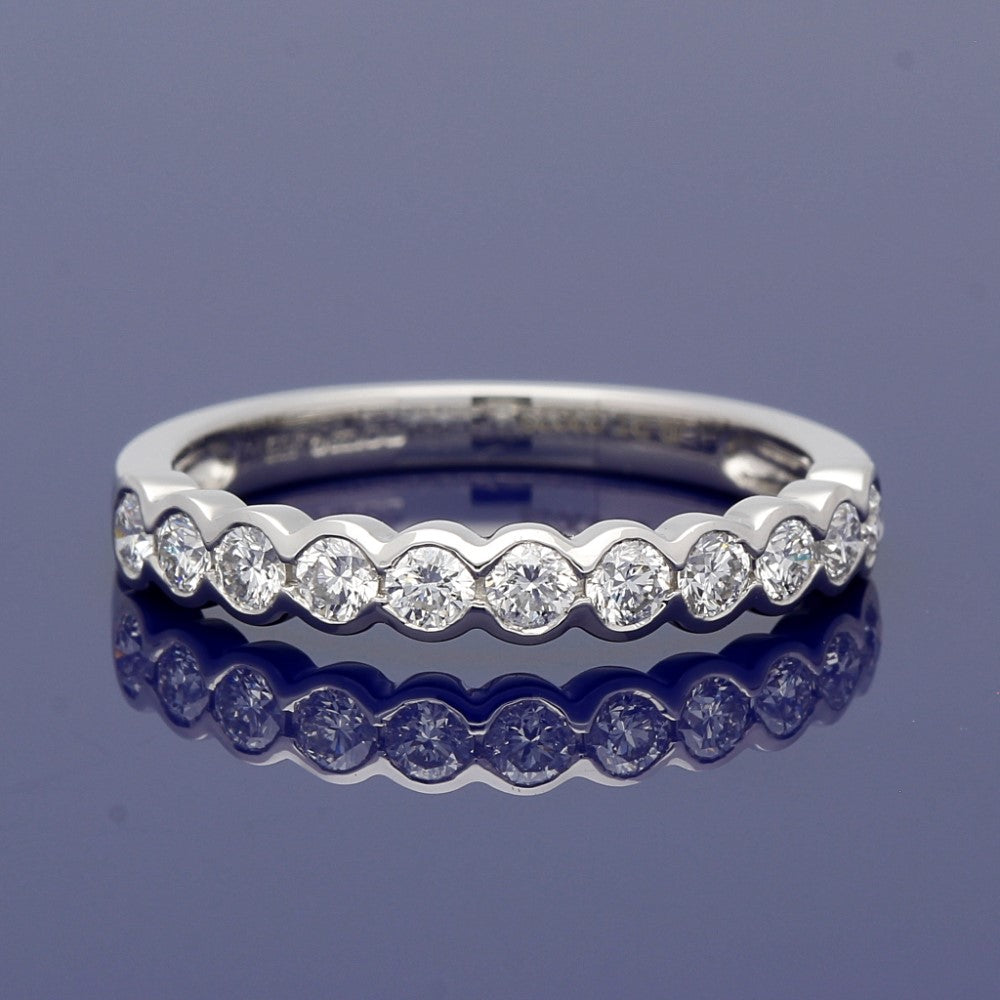 Platinum Bezel Rub-over Set Diamond Half Eternity Ring