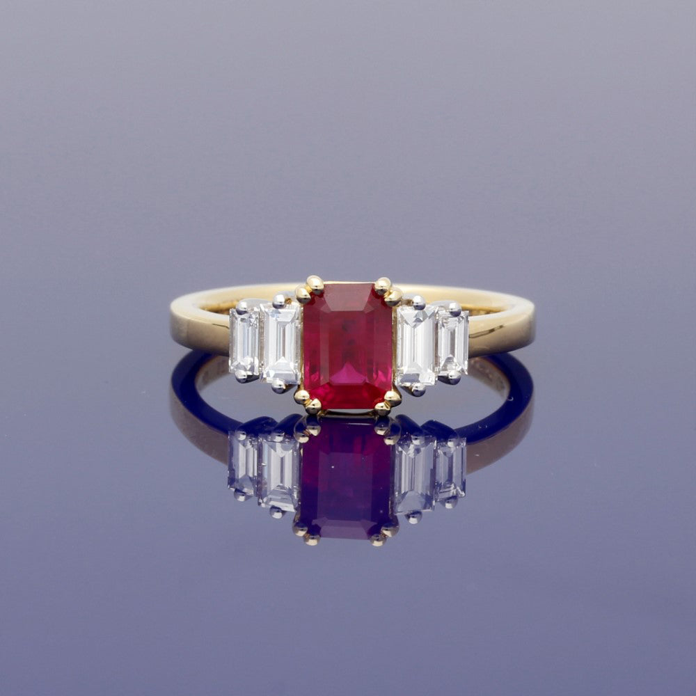 Ruby and clearance baguette diamond ring