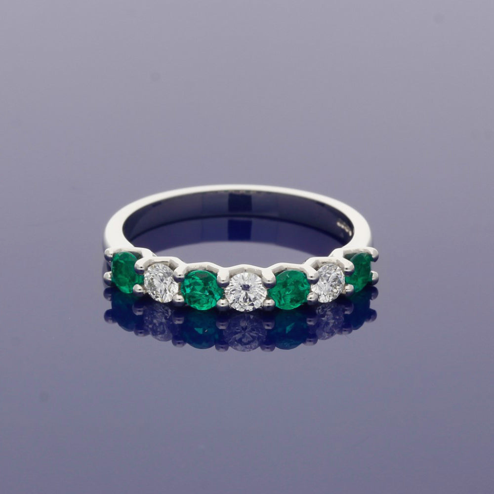 Platinum Emerald and Diamond Stone Ring – GoldArts