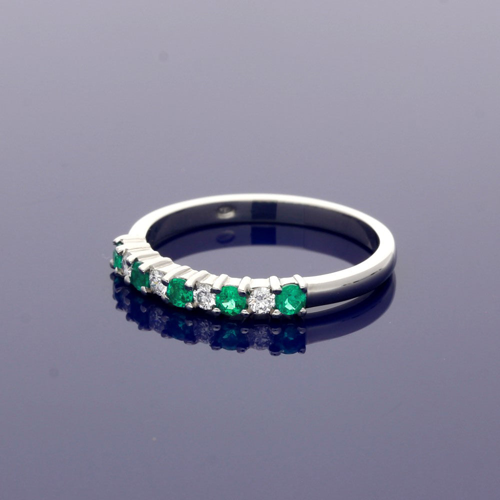 Platinum Emerald & Diamond Half Eternity Ring