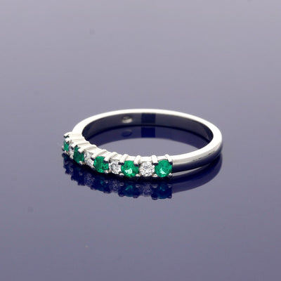 Platinum Emerald & Diamond Half Eternity Ring