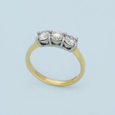 18ct Yellow Gold Diamond Trilogy Ring