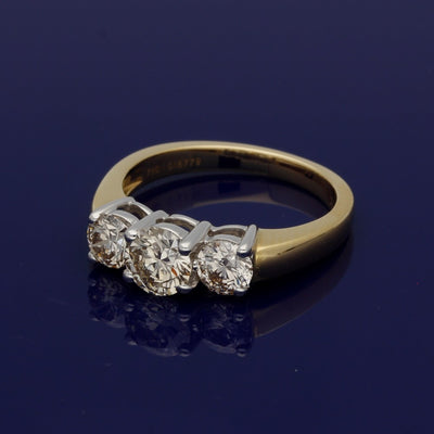 18ct Yellow Gold Diamond Trilogy Ring