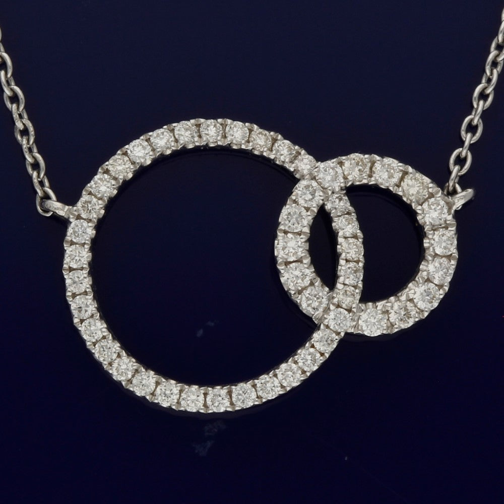 18ct White Gold Entwined Circle Diamond Necklace
