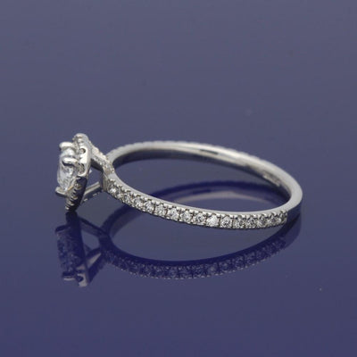 18ct White Gold Certificated Heart Shape Diamond Halo Ring - GoldArts