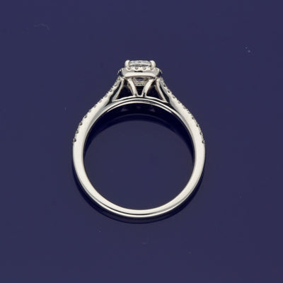 Platinum Certificated Cushion Cut Diamond Halo Ring