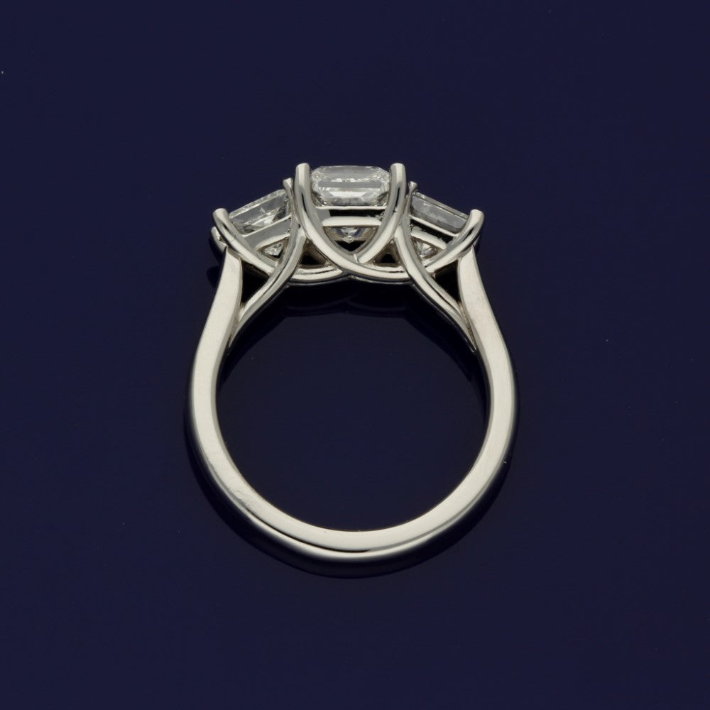 Platinum 2.93ct Princess Cut Diamond Trilogy Ring
