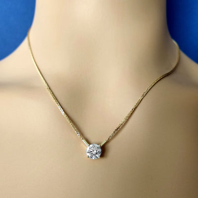 18ct Yellow Gold Certificated 1.50ct Diamond Solitaire Pendant Necklace