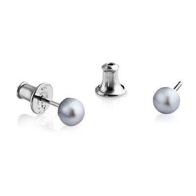Jersey Pearl Grey Freshwater Pearl Stud Earrings E7S