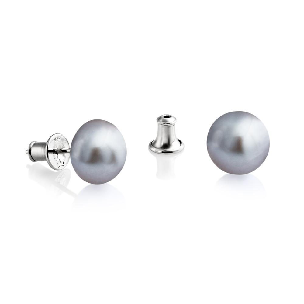 Jersey Pearl 10mm Grey Freshwater Pearl Stud Earrings ES10