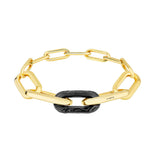 Lalique Empreinte Animale Bracelet - Black Crystal, Yellow Gold Plated 10769300 Small