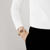 Lalique Empreinte Animale Bracelet - Black Crystal, Yellow Gold Plated 10769300 Small