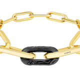 Lalique Empreinte Animale Bracelet - Black Crystal, Yellow Gold Plated 10769300 Small