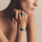 Lalique Paon Bracelet Blue Crystal and Green Lacquer, Silver 10737300