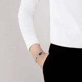 Lalique Paon Bracelet Blue Crystal and Green Lacquer, Silver 10737300