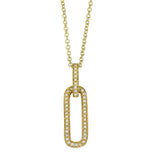 18ct Yellow Gold 0.16ct Diamond Paperclip Pendant Necklace