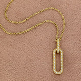 18ct Yellow Gold 0.16ct Diamond Paperclip Pendant Necklace