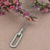 18ct White Gold 0.16ct Diamond Paperclip Necklace