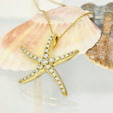 18ct Yellow Gold Pave Diamond Starfish Pendant