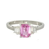 18ct White Gold 1ct Pink Sapphire and Baguette Diamond Ring