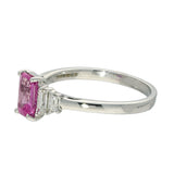 18ct White Gold 1ct Pink Sapphire and Baguette Diamond Ring